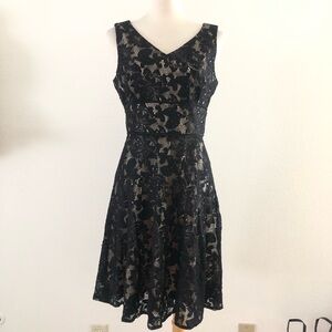 Tahari Arthur S. Levine Elegant Black Lace Sequins Dress